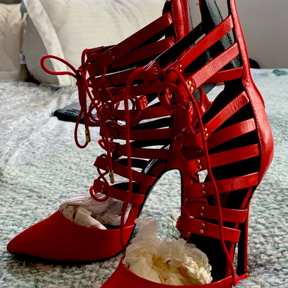 Red Strappy High Heels
